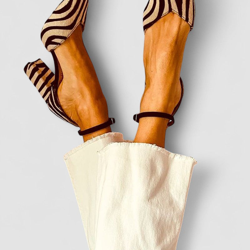 Zebrina - Mid-Heel Sandals with Zebra Print